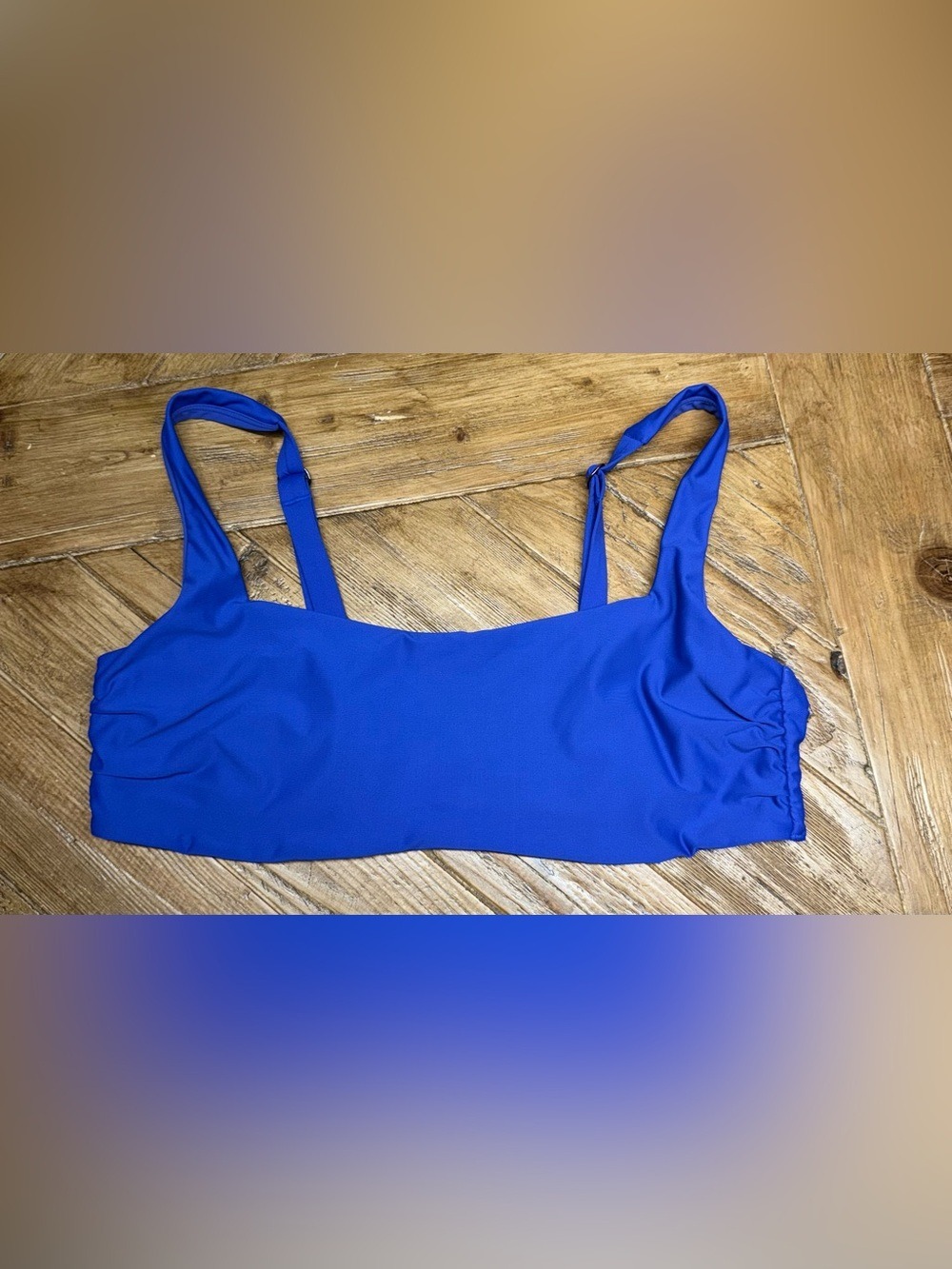 Athleta Electric Blue Square Neck Bikini Swim Top w/ Cups Size 38B/C - Picture 2 of 9